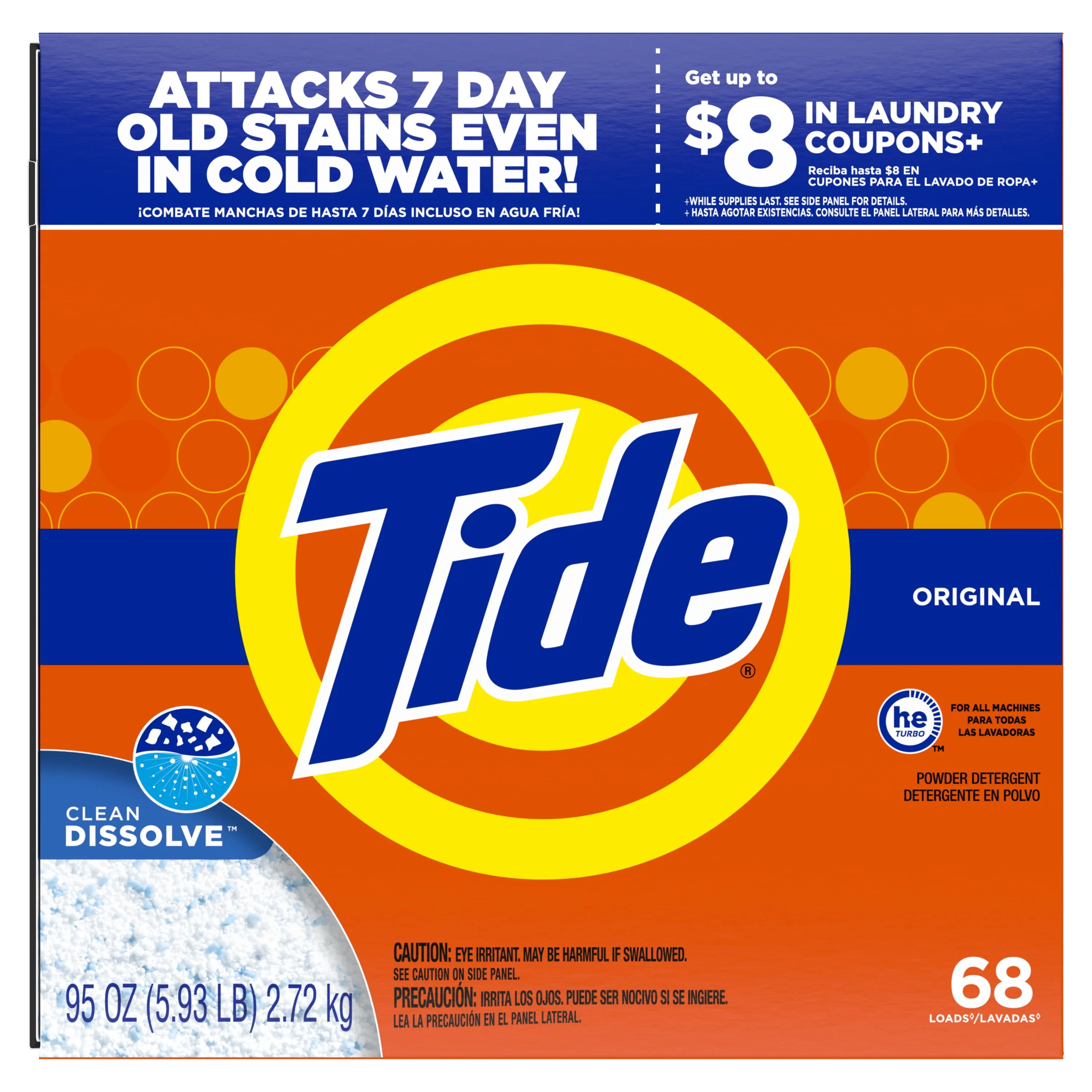 Tide Original HE Turbo Powder Laundry Detergent, 95 Oz (Packaging May Vary)