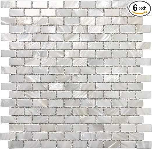 Art3d 11.7 in. x 11.5 in. Mother of Pearl Backsplash Mosaic Subway Tile in Natural