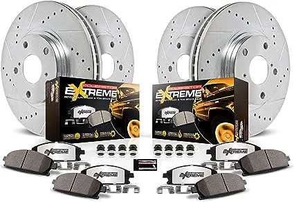 Power Stop K6375-36 Front and Rear Z36 Truck & Tow Brake Kit, Carbon Fiber Ceramic Brake Pads and Drilled and Slotted Brake Rotors For Ford Explorer Flex Taurus MKS