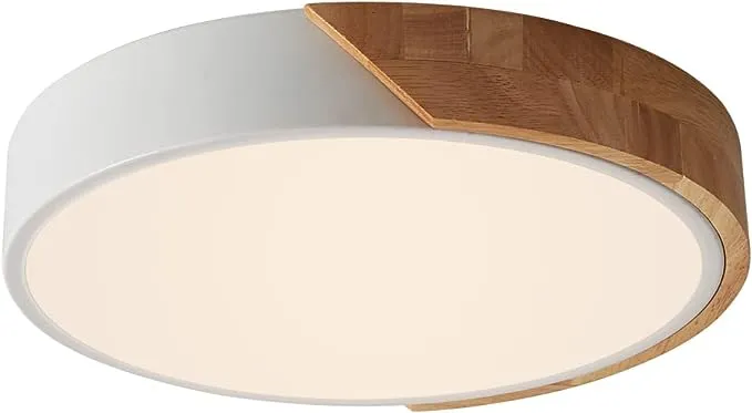 LuFun LED Ceiling Lights, 12 Inch Black Modern Flush Mount Lighting Fixture,Round Shaped Wood Ceiling Lighting,30W,6500K Cool White