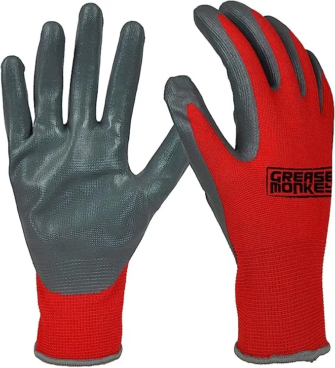 Grease Monkey Nitrile Coated Work Gloves - 15 Pairs - Size Large