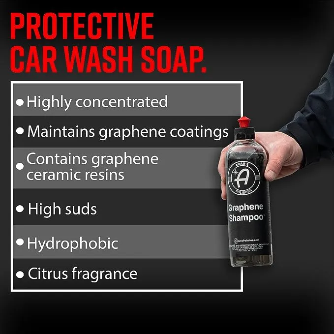 Adam's Polishes Graphene Shampoo Gallon, Graphene Ceramic Coating Infused Car Wash Soap, Powerful Cleaner & Protection In One Step, pH Neutral, High Suds For Foam Cannon, Foam Gun, Or Detailing Bucket