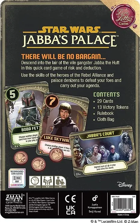 Z-Man Games Jabba's Palace A Love Letter Game - Rebel Bravery and Vile Deceit! Strategy Game for Kids and Adults Set in The Star Wars Universe, Ages 10+, 2-6 Players, 20 Minute Playtime, Made