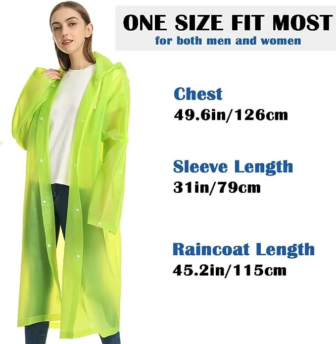 Opret 2 Pack Raincoats for Adults Reusable, EVA Rain Ponchos Lightweight Rain Coat Waterproof Rain Gear for Men and Women