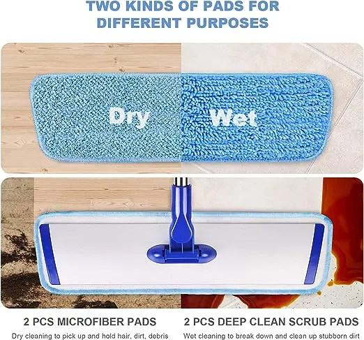 18&#034; Professional Microfiber Mop Floor Cleaning System, Flat Mop with Stainless S