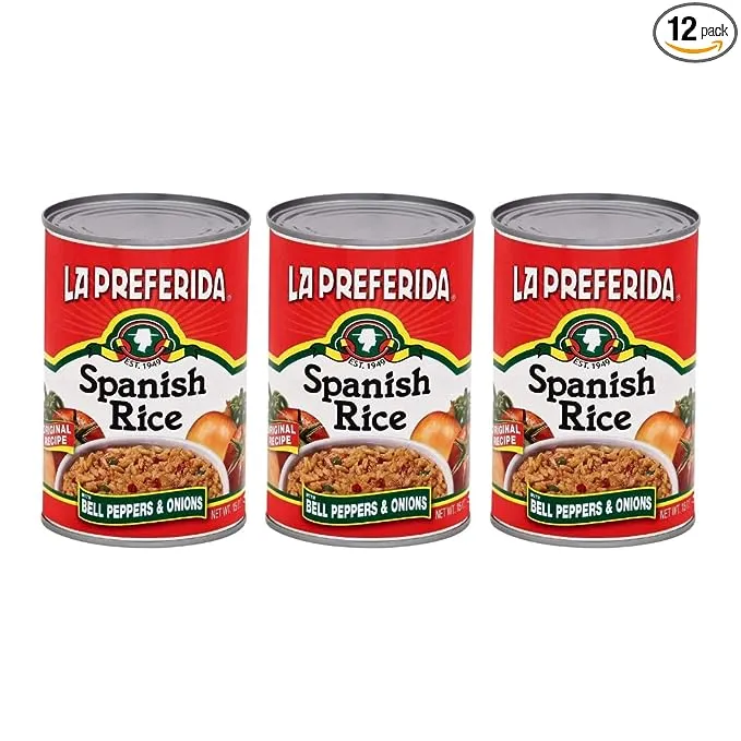 La Preferida Canned Spanish Rice - Quick & Easy, Robust Sauce of Tomatoes, Bell Pepper and Onion. Vegan, Natural ingredients, 15 oz (Pack of 12)