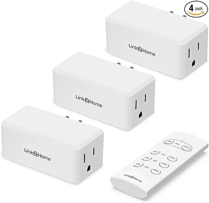 Link2Home Wireless Remote Control Outlet Light Switch, 100 ft Range, Unlimited