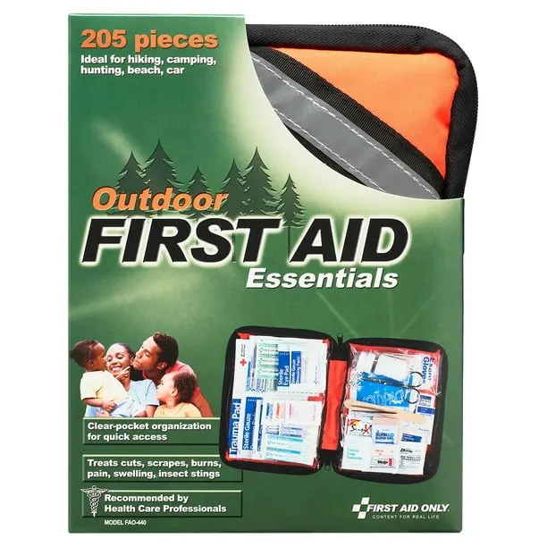 First Aid Only Outdoor First Aid Kit for Hiking and Camping, 205 Pieces