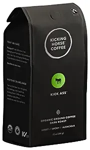 Kicking Horse Coffee, Kick Ass, Dark Roast, Ground, 10 Oz - Certified Organic, Fairtrade, Kosher CoffeeKicking Horse Coffee, Kick Ass, Dark Roast, Ground, 10 Oz - Certified Organic, Fairtrade, Kosher Coffee