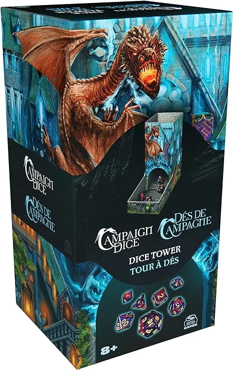 Campaign Dice Tower, Portable 7 Polyhedral Dice Role-Playing Board Games DND Dungeons Dragons MTG Magic The Gathering, for Adults & Kids Ages 8 and up