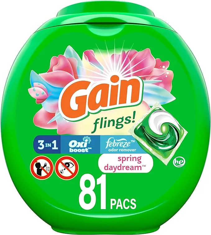 Gain Flings He Compatible Laundry Detergent Pacs - Spring Daydream Scent 76 ct