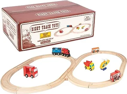 Wooden Train Track 52 Piece Set - 18 Feet Of Track Expansion And 5 Distinct Pieces - 100% Compatible with All Major Brands Including Thomas Wooden Railway System - by Right Track Toys, T