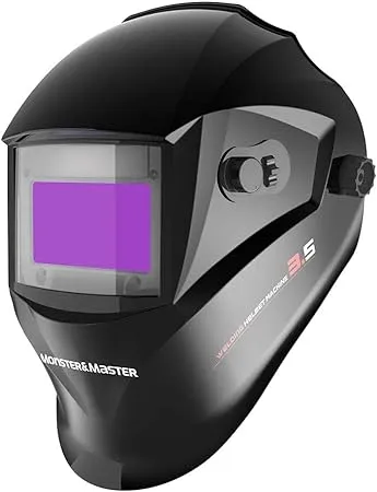 Monster & Master Large Viewing Screen Auto Darkening Welding Helmet, 4 Arc Sensor Wide Shade, MM-WH-001