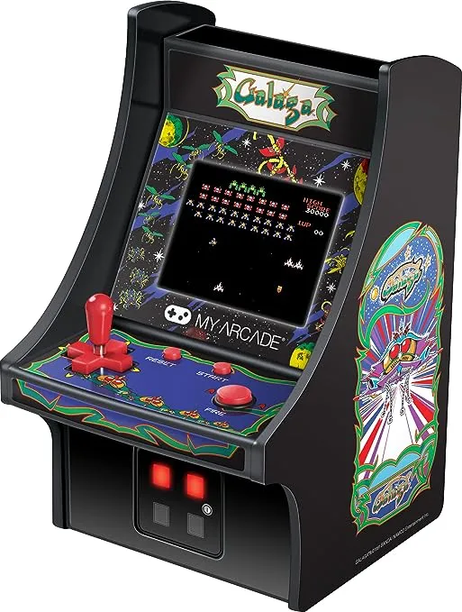 My Arcade Micro Player Mini Arcade Machine: Galaga Video Game, Fully Playable, 6.75 Inch Collectible, Color Display, Speaker, Volume Buttons, Headphone Jack, Battery or Micro USB Powered