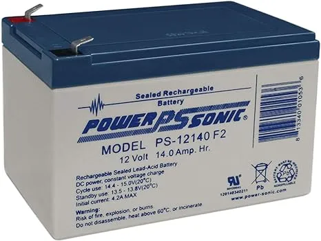 Power-Sonic 12V 14Ah F2 SLA Replacement Battery for Dura12-14F2