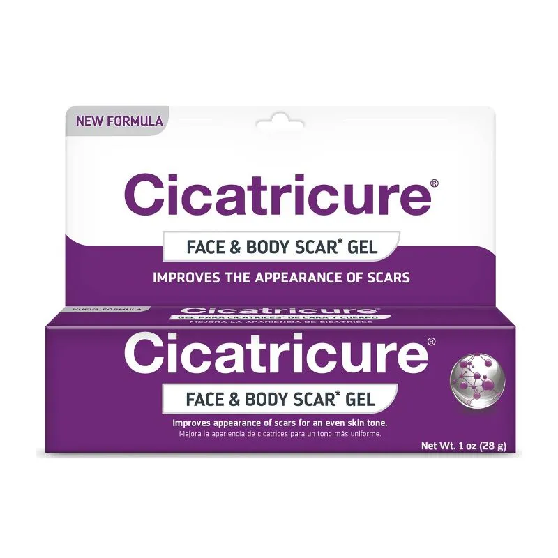 CICATRICURE Face & Body Scar Gel, Reduces The Appearance of Old & New Scars, Stretch Marks, Surgery, Injuries, Burns and Acne, 1 Ounce- Pack of 2