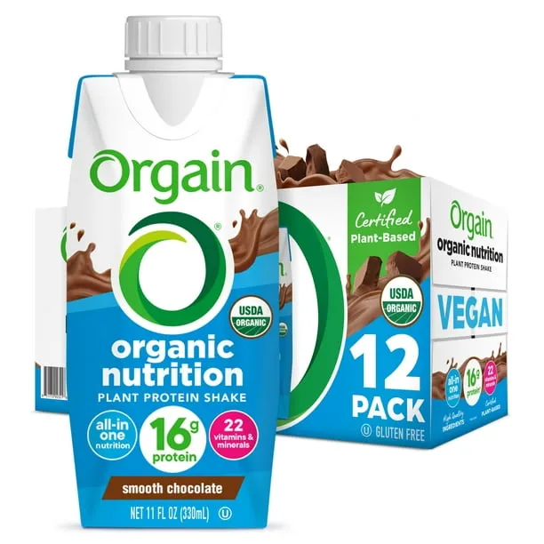 Orgain Organic Nutrition Nutritional Shake, Creamy Chocolate Fudge Flavored - 12 pack, 11 fl oz cartons