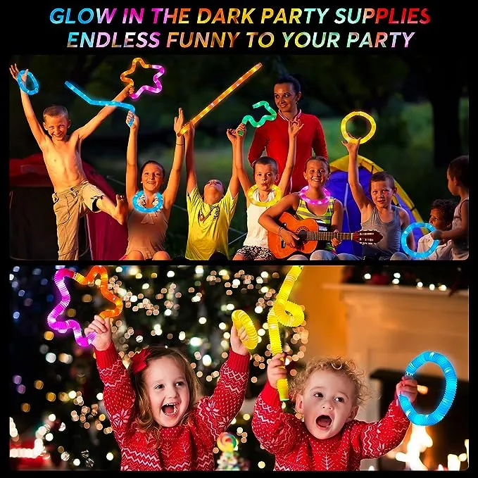 48 PCS Glow in The Dark Party Supplies, Light Up LED Pop Tubes, Glow Tubes Glow Sticks Sensory Toys Birthday Glow Party Favors for Kids, Light Up Toys Goodie Bag Stuffers Gifts Prize (48 PCS)