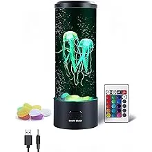 Jellyfish Lava Lamp,3D Lifelike Jellyfish Aquarium Tank Table Lamp with 16 Color ...