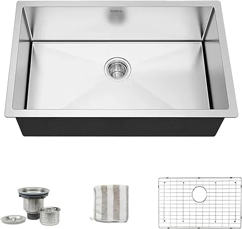 Torva 28 inch 16 Gauge Stainless Steel Single Bowl Undermount Kitchen Sink