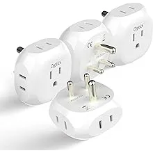 Ceptics India, Pakistan Travel Adapter - 4 Input - Ultra Compact - Light Weight - USA to Any Type D Countries Such as Bangladesh, Maldives and More - 4 Pack (PT-10-4PK)