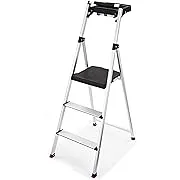 Rubbermaid RMA-3T 3 Lightweight Aluminum Step Stool with Project Tray, Silver