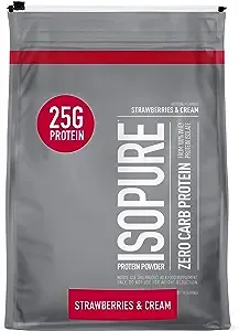 Isopure Protein Powder, Zero Carb Whey Isolate, Gluten Free, Lactose Free, 25g Protein, Keto Friendly, Strawberries & Cream, 110 Servings, 7.5 Pound (Packaging May Vary)