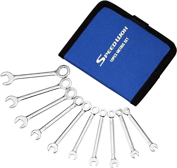 SPEEDWOX 10 Pcs Mini Combination Wrench Set, 4-11Mm Open and Box End for Automot