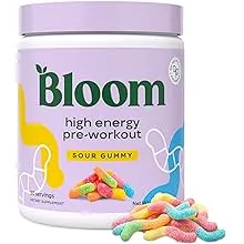 Bloom Nutrition Pre Workout Powder, Amino Energy with Beta Alanine, Ginseng & L Tyrosine, Natural Caffeine Powder from Green Tea Extract, Sugar Free & Keto Drink Mix (High Energy Sour Gummy)