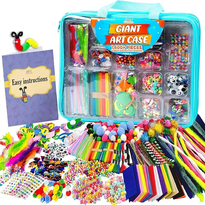 Arts and Crafts Supplies for Kids - 1600+Pcs Craft Kits for Kids - DIY School Craft Project for Kids Age 4 5 6 7 8-12 Gifts for Girls and Boys Crafts for Girls Ages 8-12 Arts Activities