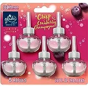 Glade PlugIns Refills Air Freshener, Scented and Essential Oils for Home and Bathroom, Crisp Cranberry Champagne, 3.35 Fl Oz, 5 Count