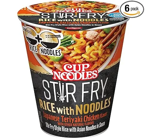 Nissin Cup Noodles Stir Fry Rice with Noodles, Japanese Teriyaki Chicken, 2.75 Ounce (Pack of 6)