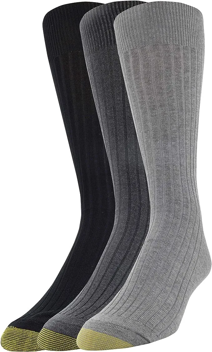 GOLDTOE Men's Classic Canterbury Crew Dress Socks, 3-Pairs, Grey Heather, LargeGOLDTOE Men's Classic Canterbury Crew Dress Socks, 3-Pairs, Grey Heather, Large