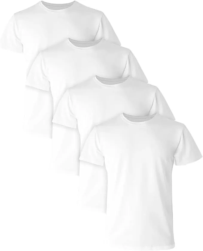 $40 Hanes Platinum Men White 4-Pack Stretch Crew-Neck Undershirt T-Shirt Size S