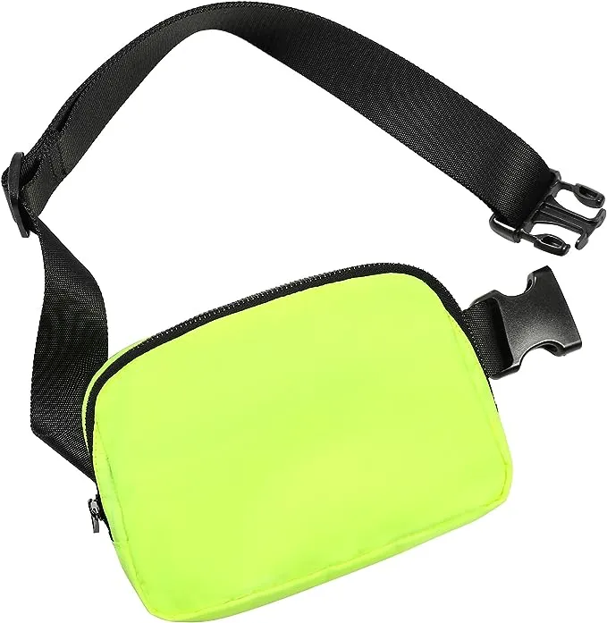 ODODOS Unisex Mini Belt Bag with Adjustable Strap Small Fanny Pack for Workout Running Traveling Hiking, Neon Green