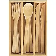 Totally Bamboo 12-Piece Bamboo Flatware Set with Portable Storage Case