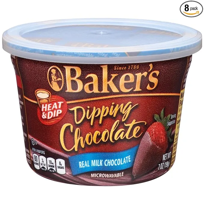 Baker's Dipping Chocolate, Milk Chocolate, 7-Ounce Microwavable Tubs (Pack of 8)