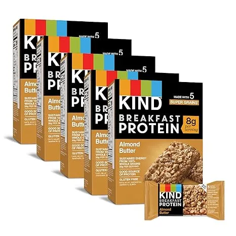 KIND Breakfast, Healthy Snack Bar, Almond Butter, Gluten Free Breakfast Bars, 8g Protein, 1.76 OZ Packs (30 Count)