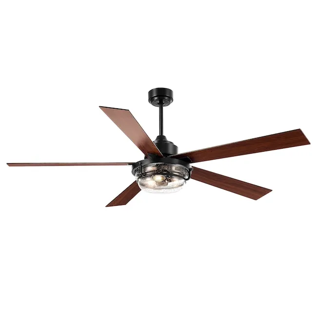 Breezary 60-in Black Indoor Chandelier Ceiling Fan with Light Remote (5-Blade)