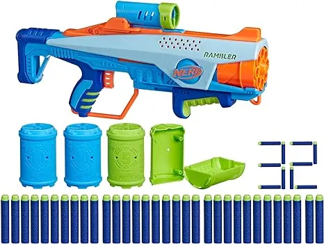 Nerf Elite Junior Rookie Pack, Easy Play Toy Foam Blaster, 32 Nerf Elite Darts, 4 Targets, Nerf Blasters for Kids Outdoor Games, Ages 6 & Up (Amazon Exclusive)