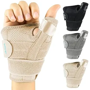 Vive Thumb & Wrist Brace for Right or Left Hand - Spica Splint Brace for Carpal Tunnel, Tendonitis, & Arthritis in Hands or Fingers - Compression Support for Women Men - Stabilizer Relief for Bowling