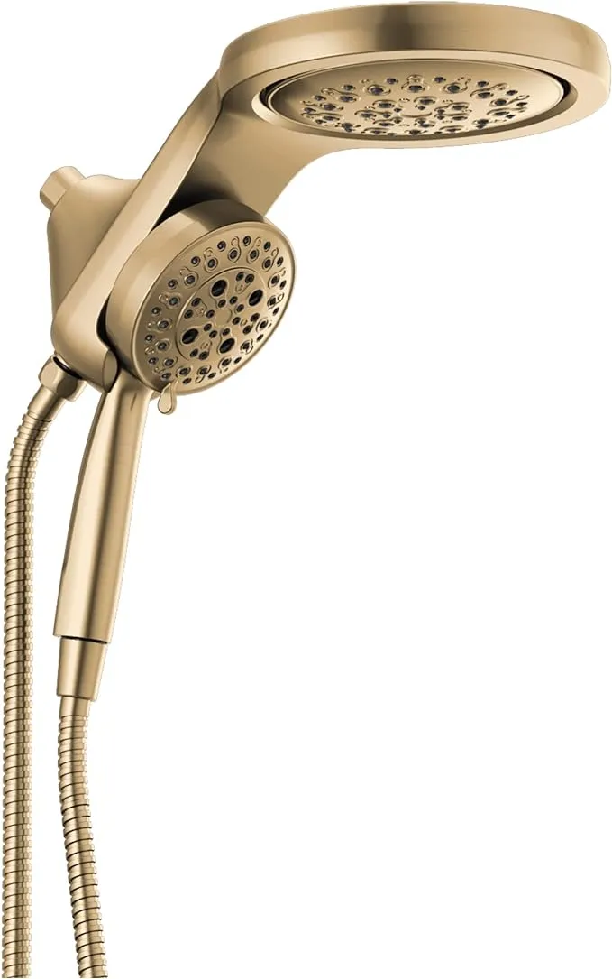 Delta Universal Showering Components: HydroRain H2Okinetic 1.75 GPM 5-Setting Two-In-One Shower Head, 58680, Lumicoat Champagne Bronze