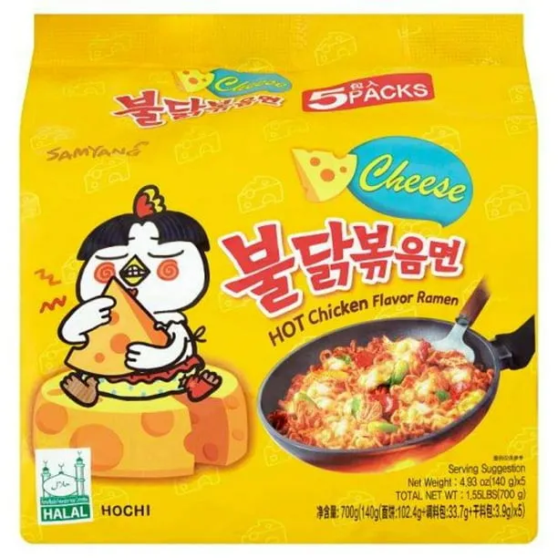 Samyang Ramen Noodle Cheese Hot Chicken, 4.94 oz, 5 Count