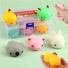 squishies Squishy Toy 5Pcs Medium Size 3inch Party Favors for Kids Kawaii squishies Mochi Animals Stress Reliever Anxiety Xmas Gifts Rabbit Toy Storage Box