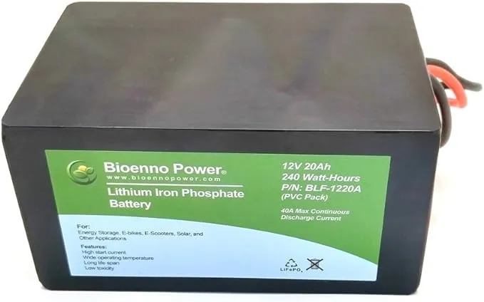 Bioenno Power 12V, 20Ah LFP LiFePO4 Lithium Iron Phosphate Battery (PVC, BLF-1220A)