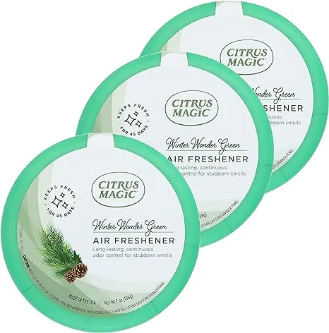 Citrus Magic Holiday Odor Absorbing Solid Air Freshener, Winter Wonder Green, 7-Ounce, Pack of 3