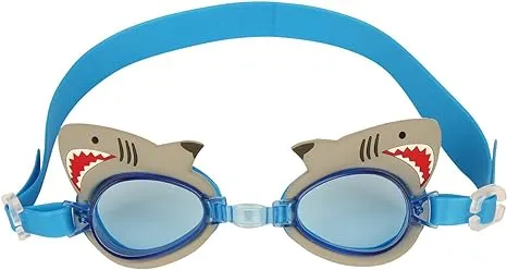 Stephen Joseph Shark Swim Goggles Kids Boys Anti Fog Easy Adjustable Blue Beach