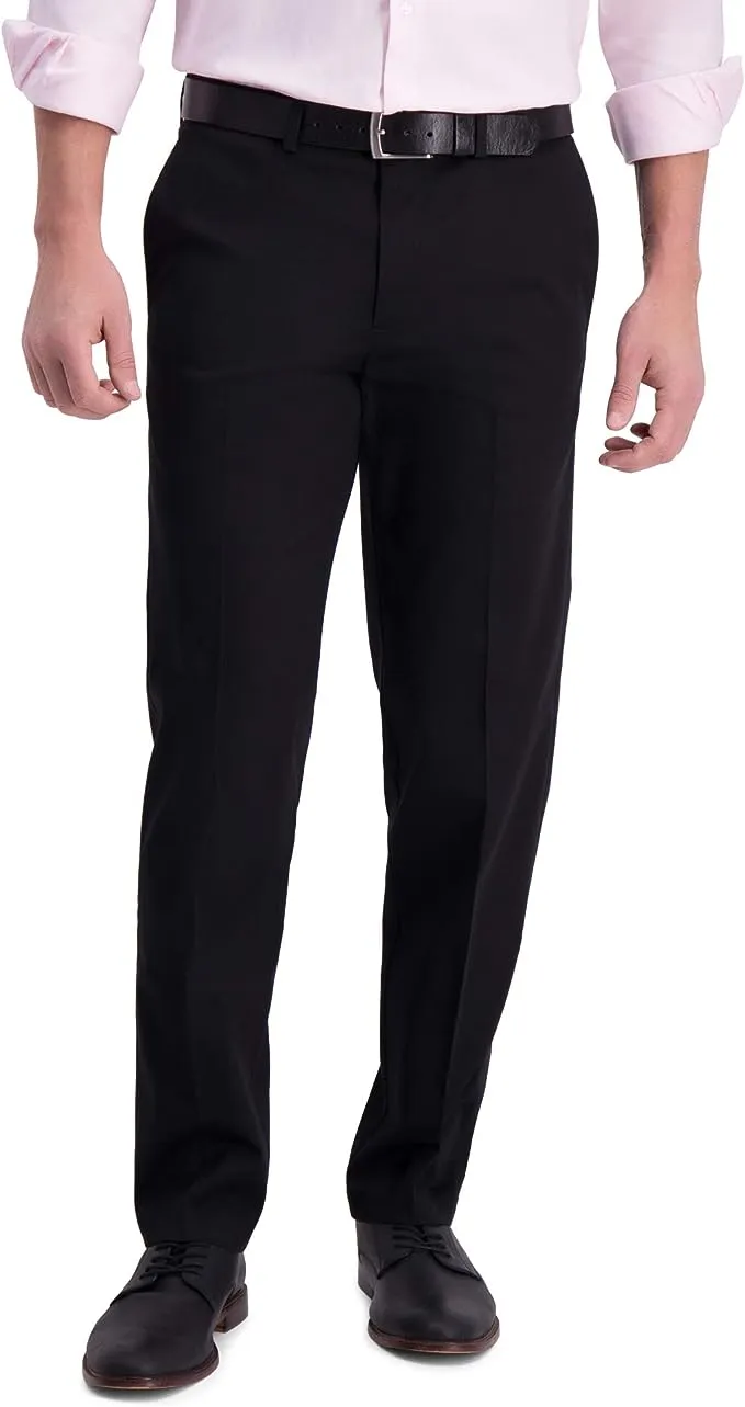 Haggar Men's Iron Free Premium Khaki Straight-Fit Flat-Front Pant - Black