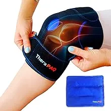 Knee Ice Pack Wrap By TheraPAQ: Hot & Cold Therapy Knee Support Brace - Adjustable Compression Sleeve For Bursitis Pain Relief, Meniscus Tear, Rheumatoid Arthritis, Injury Recovery, Sprains & Swelling