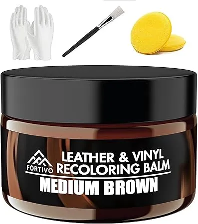 FORTIVO Black Leather Balm, Leather Repair Kit Furniture, Leather Repair Kits for Couches, Leather Color Restorer for Furniture, Car Seats, Belt, Boots, Leather Paint for Couches, Leather Balm Black